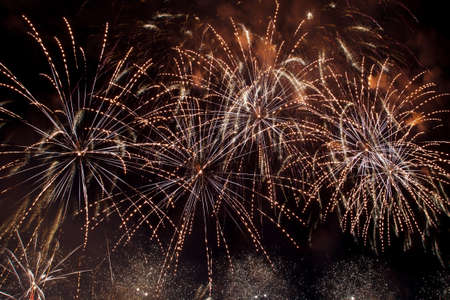 fireworks balls on black skyの写真素材