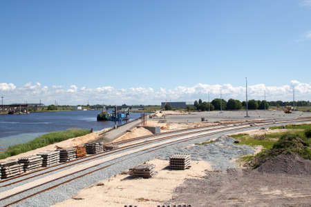 new commercial dock construction at riversideの写真素材
