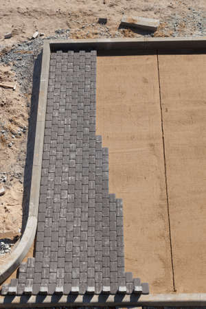 making pavement in construction site from aboveの写真素材