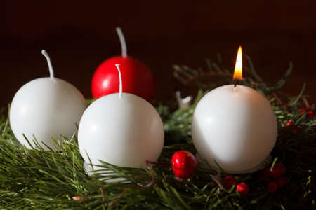 Advent wreath with candles for the pre Christmas timeの写真素材
