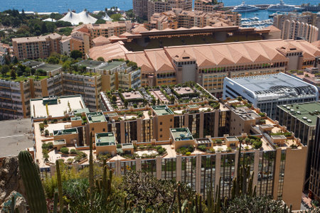 Monaco building roofs with green gardens onのeditorial素材