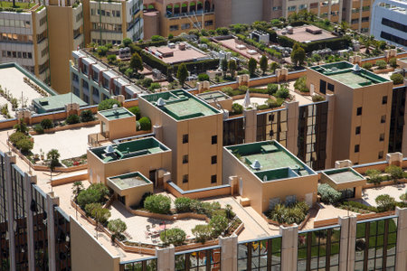Monaco building roofs with green gardens onのeditorial素材