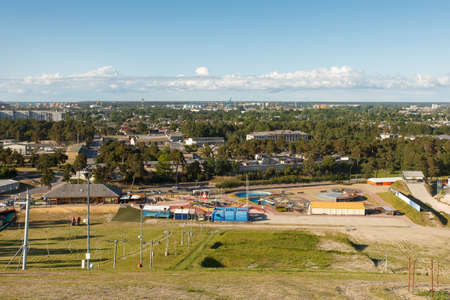 A view from a hill in a city Ventspils, Latviaの写真素材