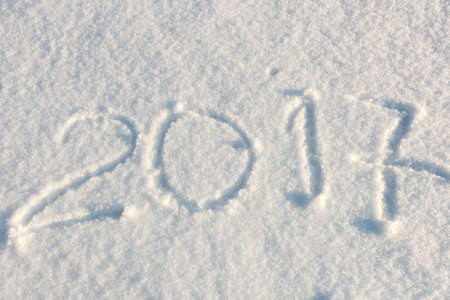 handwritten new year  2017 in freshly fallen snow