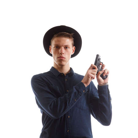 Man reloading a gunの写真素材