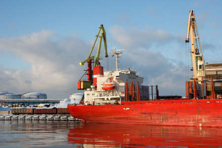 Docked cargo shipの写真素材