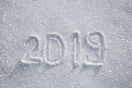 handwritten 2019 in fresh snow