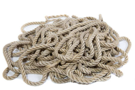 Rope closeup on a white background isolatedの写真素材
