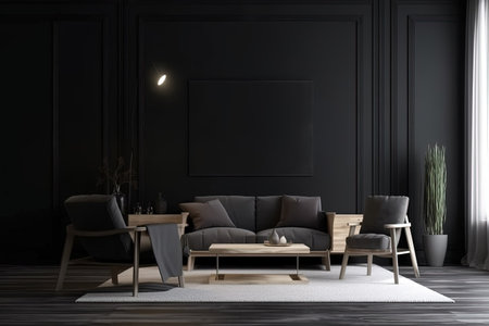 Modern luxury living room interior created with Generative AI technology.の素材