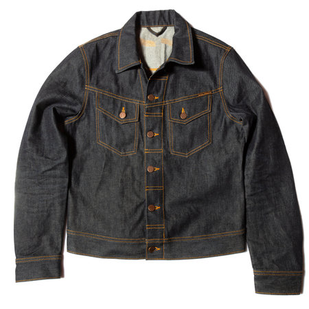 Denim jacket isolated. Blue jean coat on white background.の写真素材