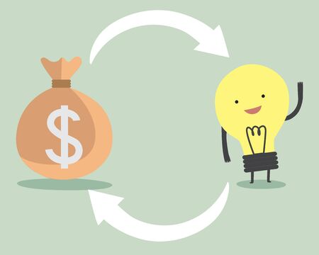 Exchange for good idea illustration cartoonのイラスト素材