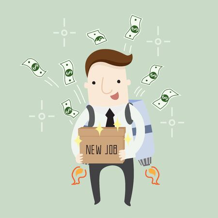 New job make me rich ,vector illustration business cartoonのイラスト素材