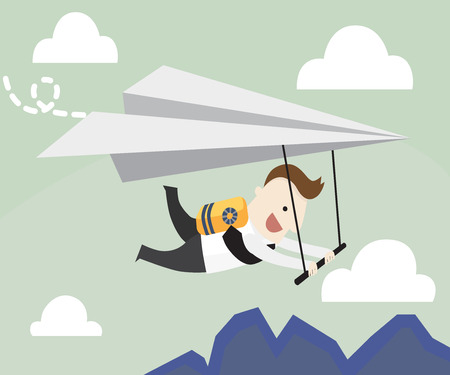 businessman flying to the dream ,vector illustration business or education cartoonのイラスト素材