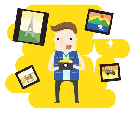 I like taking pictures ,vector illustration cartoonのイラスト素材