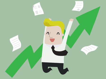 Happy Businessman Celebrating Victory ,vector illustrationのイラスト素材