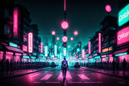 People crossing the street at nightの素材