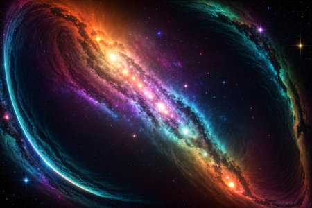 Galaxy in space showing the beauty of space exploration and science.の素材