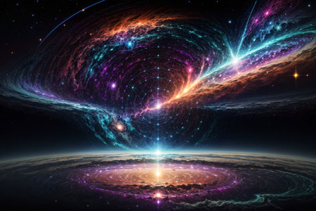 Galaxy and nebula, computer generated abstract background, 3D renderingの素材