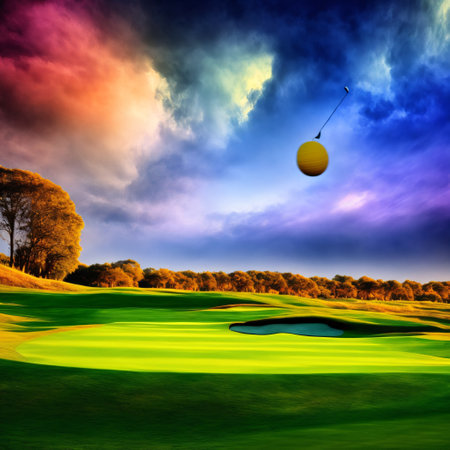 Created with Generative AI technology. Golf Easter Holiday with Rabbit. Happy Easter for golfer concept.の素材