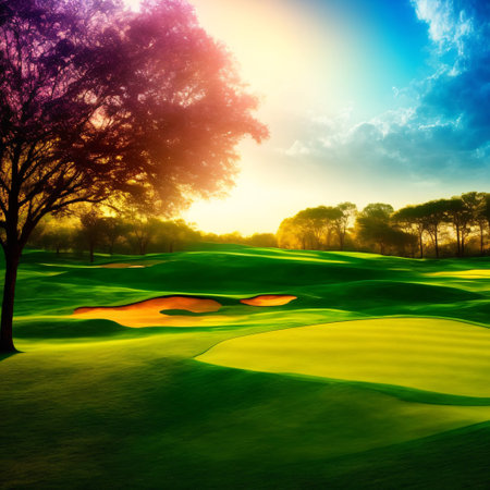 Created with Generative AI technology. Golf Easter Holiday with Rabbit. Happy Easter for golfer concept.の素材