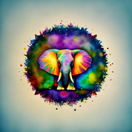 Cute watercolor  of a little elephant. Sitting baby elephant on white background. Generative AIの素材