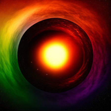 magical fantasy black hole portal in the space with colorful nebula, made with generative aiの素材