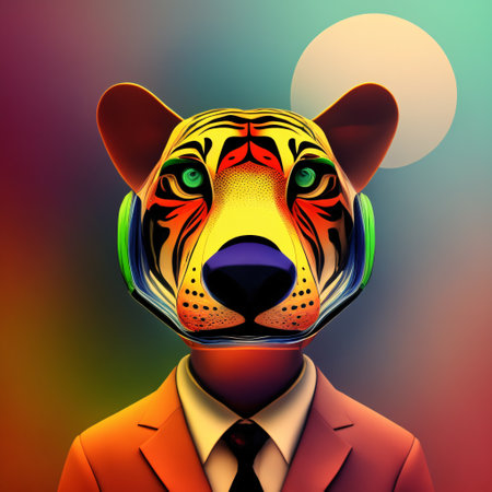 Portrait of tiger in a business suit, generative aiの素材