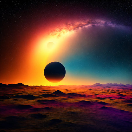 View into the starry sky at night with a telescope created with generative ai technologyの素材