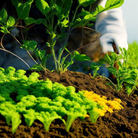 Green Thumb Initiative: Close-up of a farmer Planting for Gardening on Earth Day. Generative AIの素材