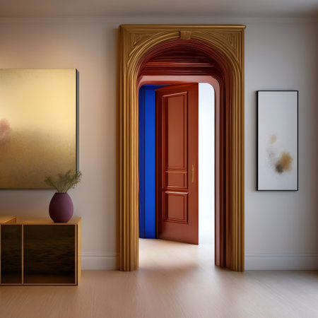 Modern classical style white hall with luxury arch door background 3d renderの素材