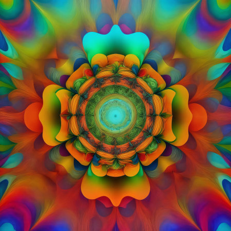 Psychedelic trippy LSD or magic mushrooms hallucinations hippie concept design. 3D .の素材