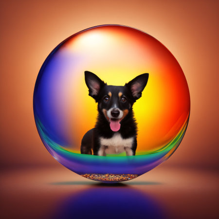 happy smiling dog on a transparent background For decorating projects about pets. generative AIの素材