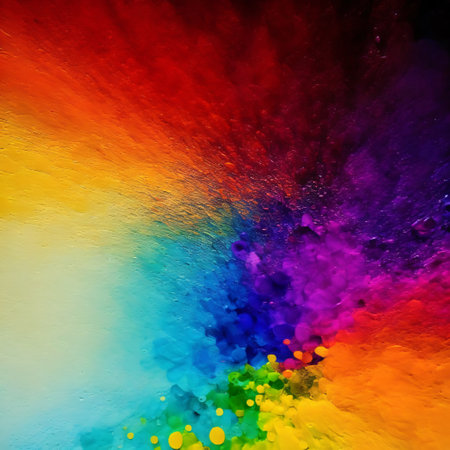 Abstract paint and ink in a rainbow of colors splash, abstract background. Generative AIの素材