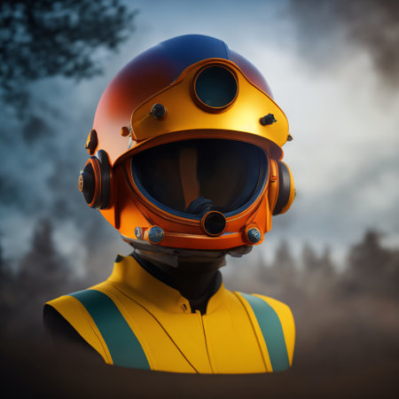 Engineer raccoon in a work helmet on a construction site. Construction of a large house from cement and building materials, Generative AIの素材