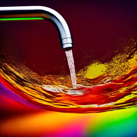 Clear water from kitchen tap in glass. Photo generative AIの素材