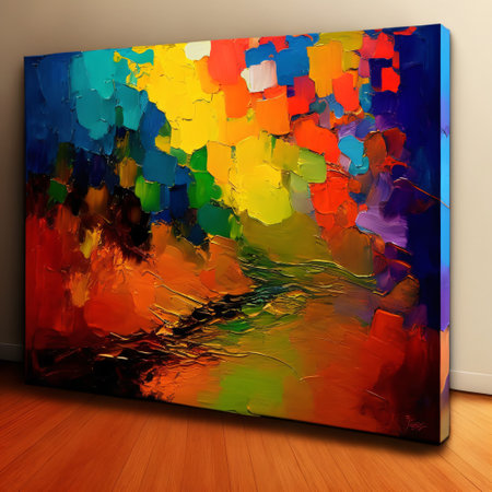 Colorful modern artwork, abstract paint strokes, oil painting on canvas. Acrylic art, artistic texture. Brush daubs and smears grunge backgroundの素材
