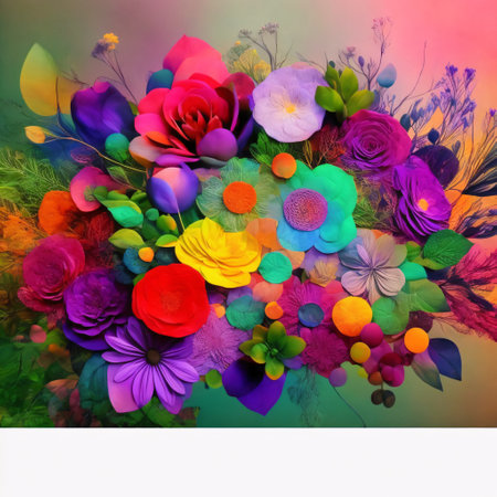 beautiful fantasy vintage   botanical flower bunch,vintage motif for floral print digital background.generative ai.の素材