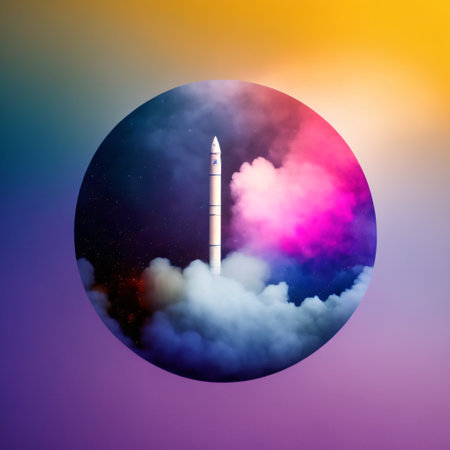 Space rocket launch. Beautiful  generated by ai, is not based on any specific real imageの素材