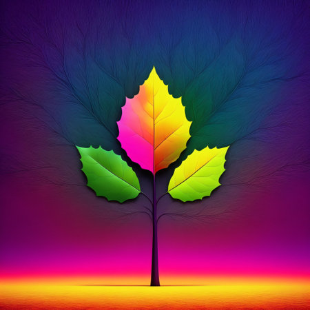 Abstract plant with leaves in different colors. Generative AI.の素材