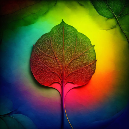 Abstract plant with leaves in different colors. Generative AI.の素材