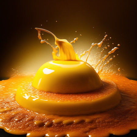 of melted and splashed cheese cream element. pouring flowing yellow honey water. Transparent PNG is available. generative AI.の素材