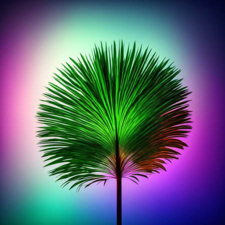 Dark green tropical leaves colorful neon light, backlight, leaves composition, plant background, cyborgstera, palm leaves. AIの素材