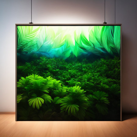 Dark green tropical leaves colorful neon light, backlight, leaves composition, plant background, cyborgstera, palm leaves. AIの素材