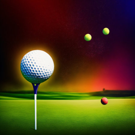 golf ball on tee and golf club, generative aiの素材