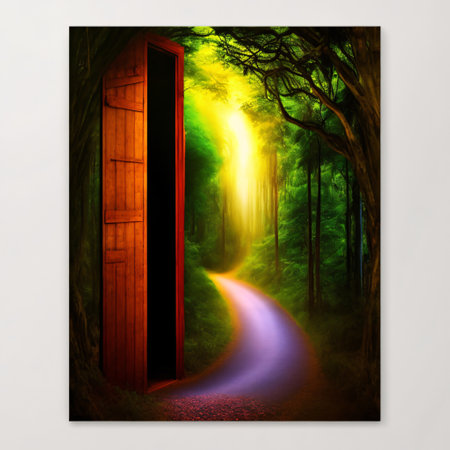 Enchanting portal hidden in lush tropical forest, beckoning to adventureの素材