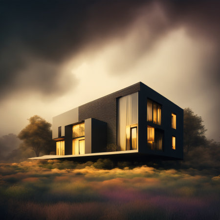 Dark and Mysterious Villa with Elegant Decor and Moody Lightingの素材