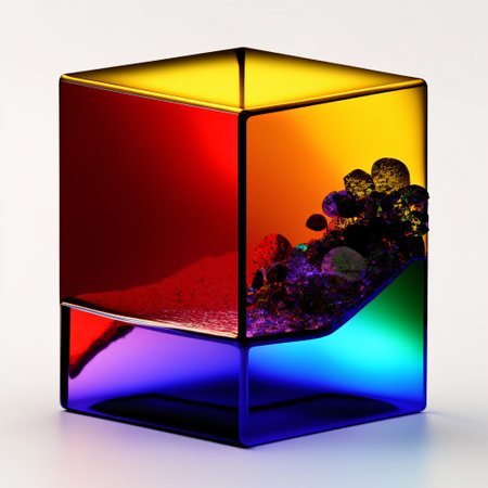 Transparent glass with gradient colors, 3d rendering.の素材