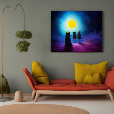 Children's bright room in modern Scandinavian style, eco concept with wooden elements, toys and frame with poster mockup. Generative AIの素材