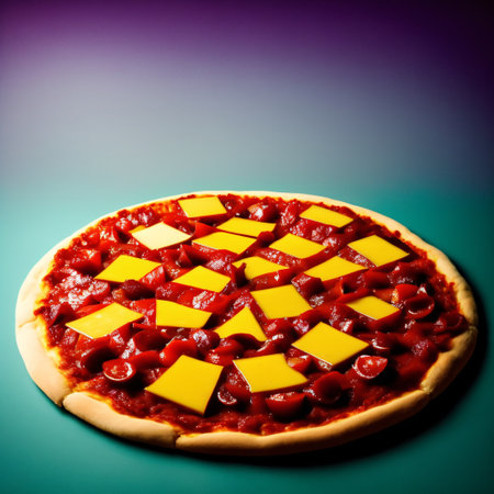 A slice of hot pizza with stretchy cheese. Isolated on a transparent background. KI.の素材