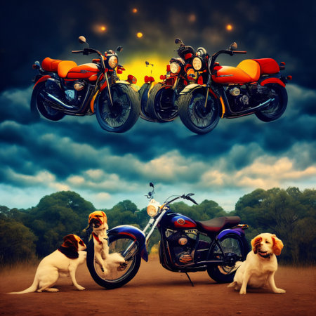 Biker dogs. Generative AIの素材